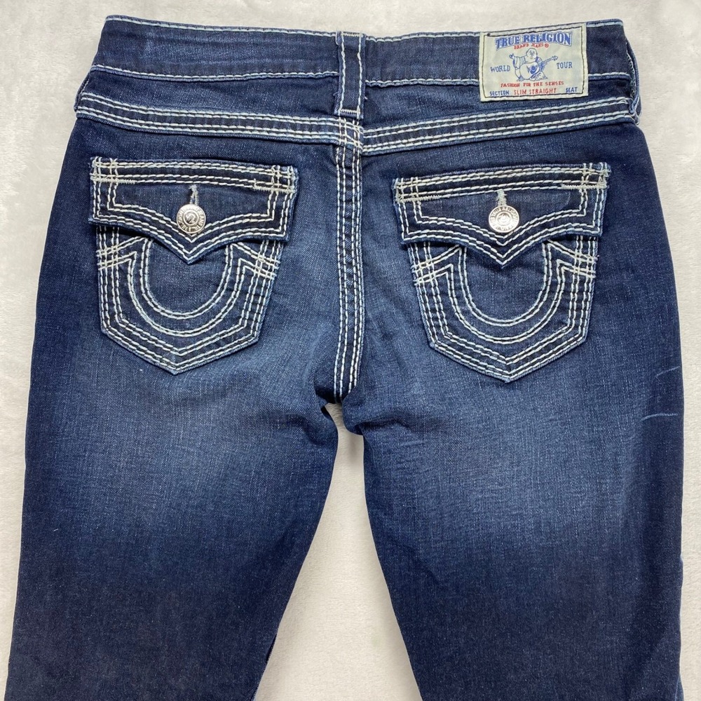 True Religion Jeans Slim Straight Dark Wash Denim Women's Size‎ 27